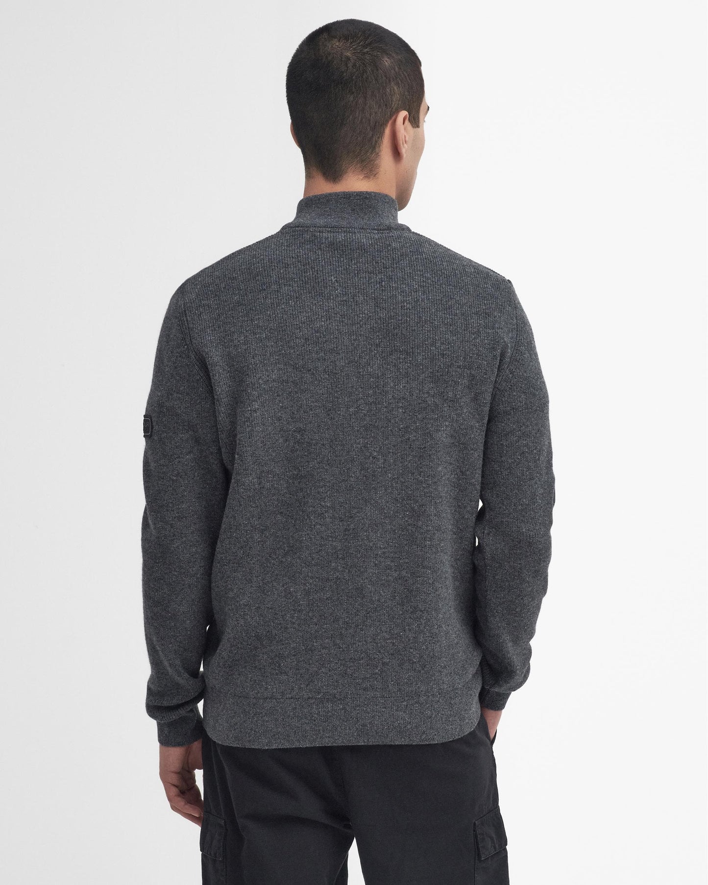 Barbour International Crawley Mens Funnel Neck Jumper - Charcoal Marl