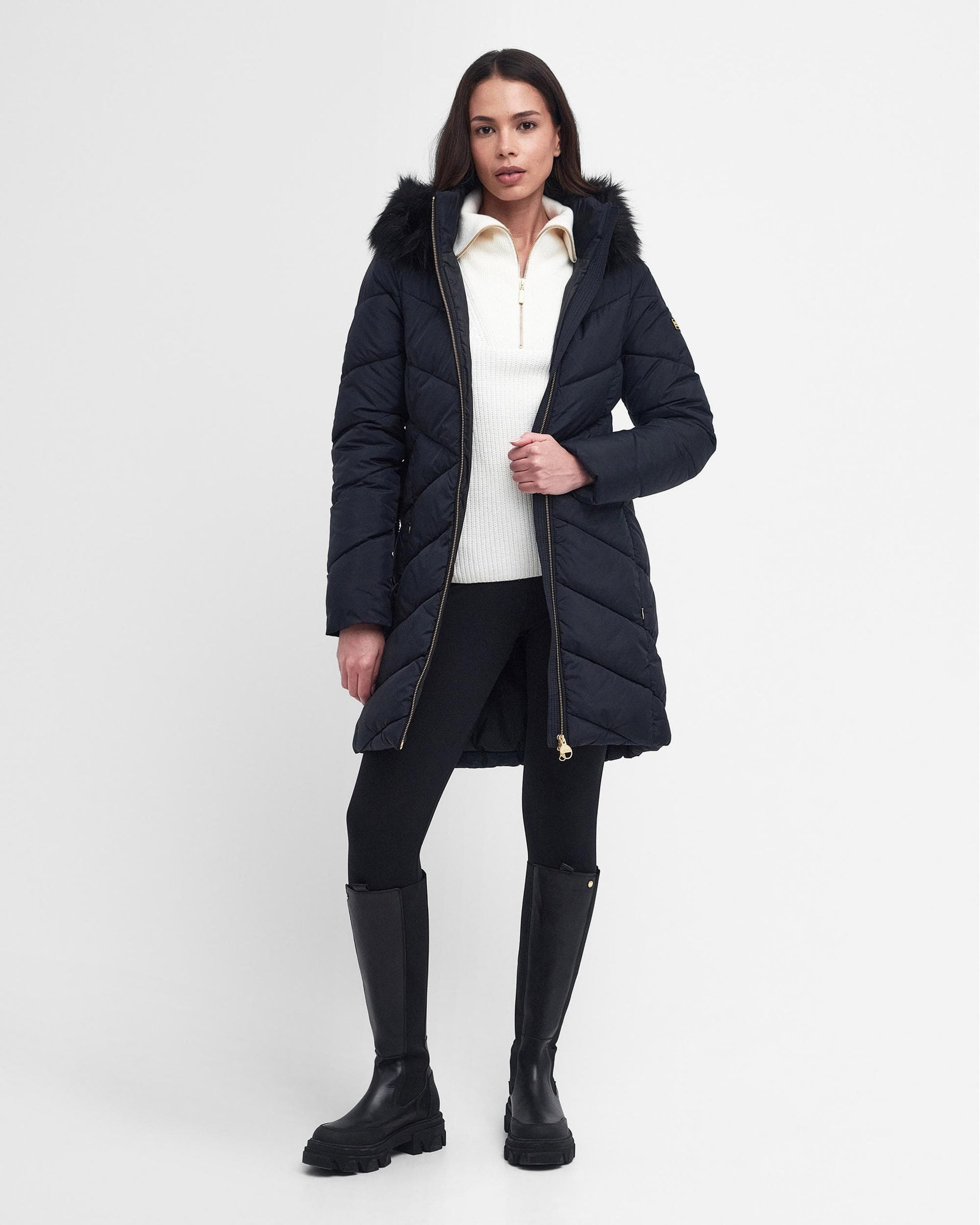 Barbour International East Moor Womens Long Quilted Jacket