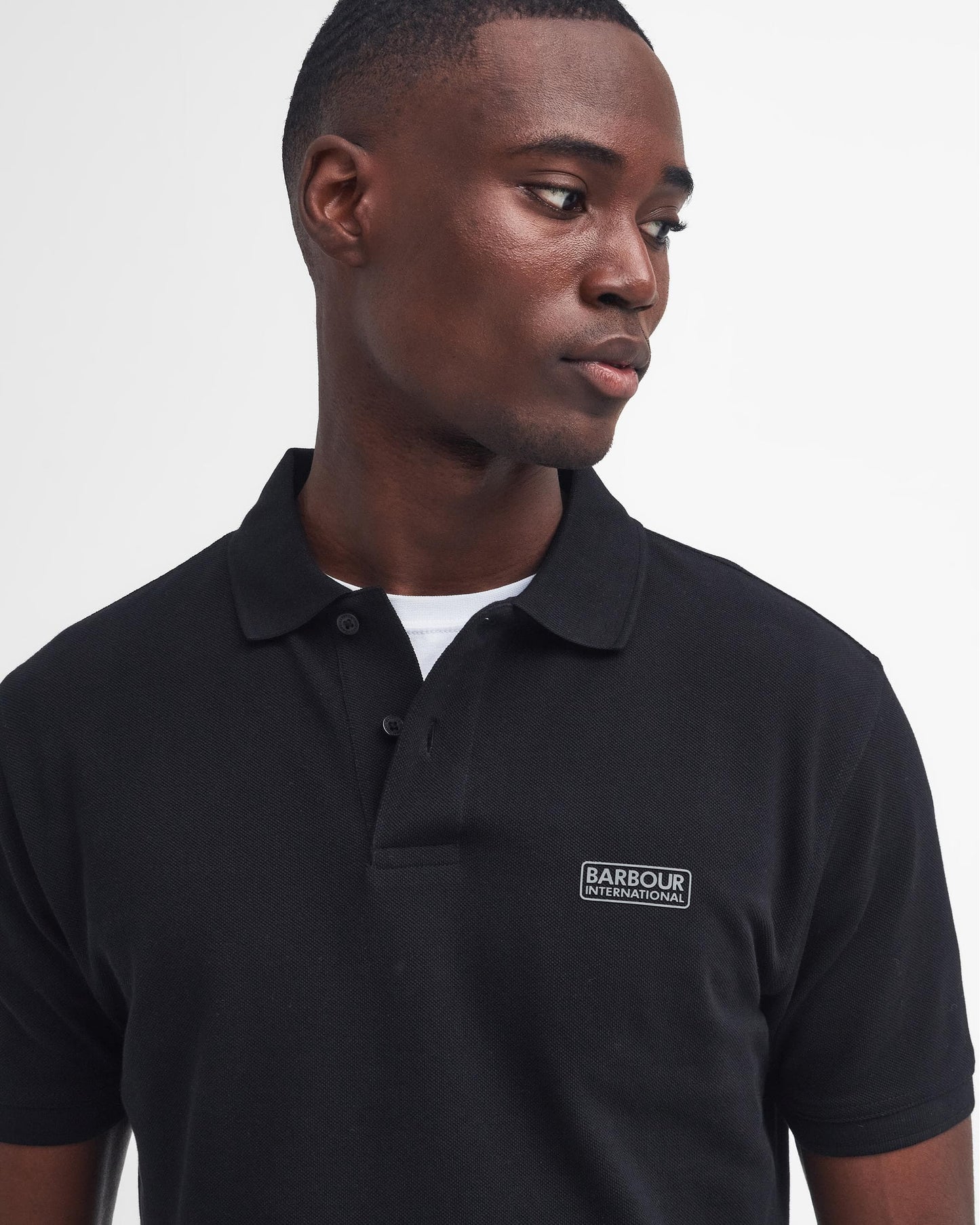 Barbour International Essential Short Sleeve Mens Polo - Black/Pewter