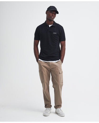 Barbour International Essential Short Sleeve Mens Polo - Black/Pewter
