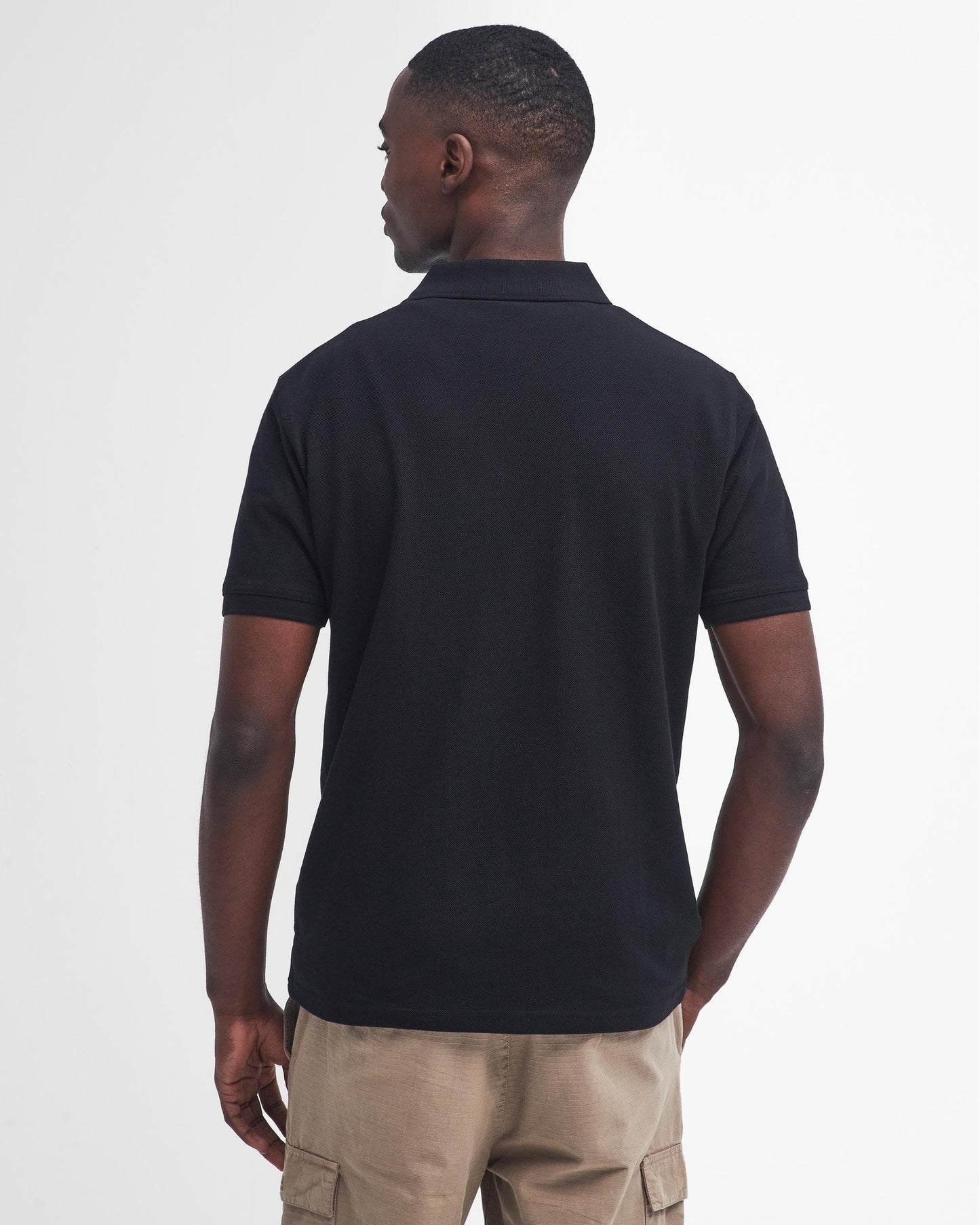 Barbour International Essential Short Sleeve Mens Polo - Black/Pewter