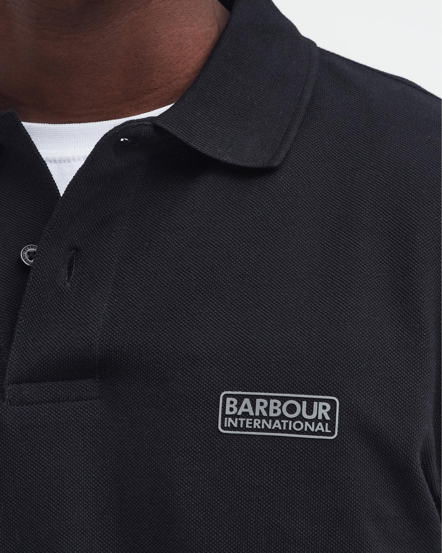 Barbour International Essential Short Sleeve Mens Polo - Black/Pewter