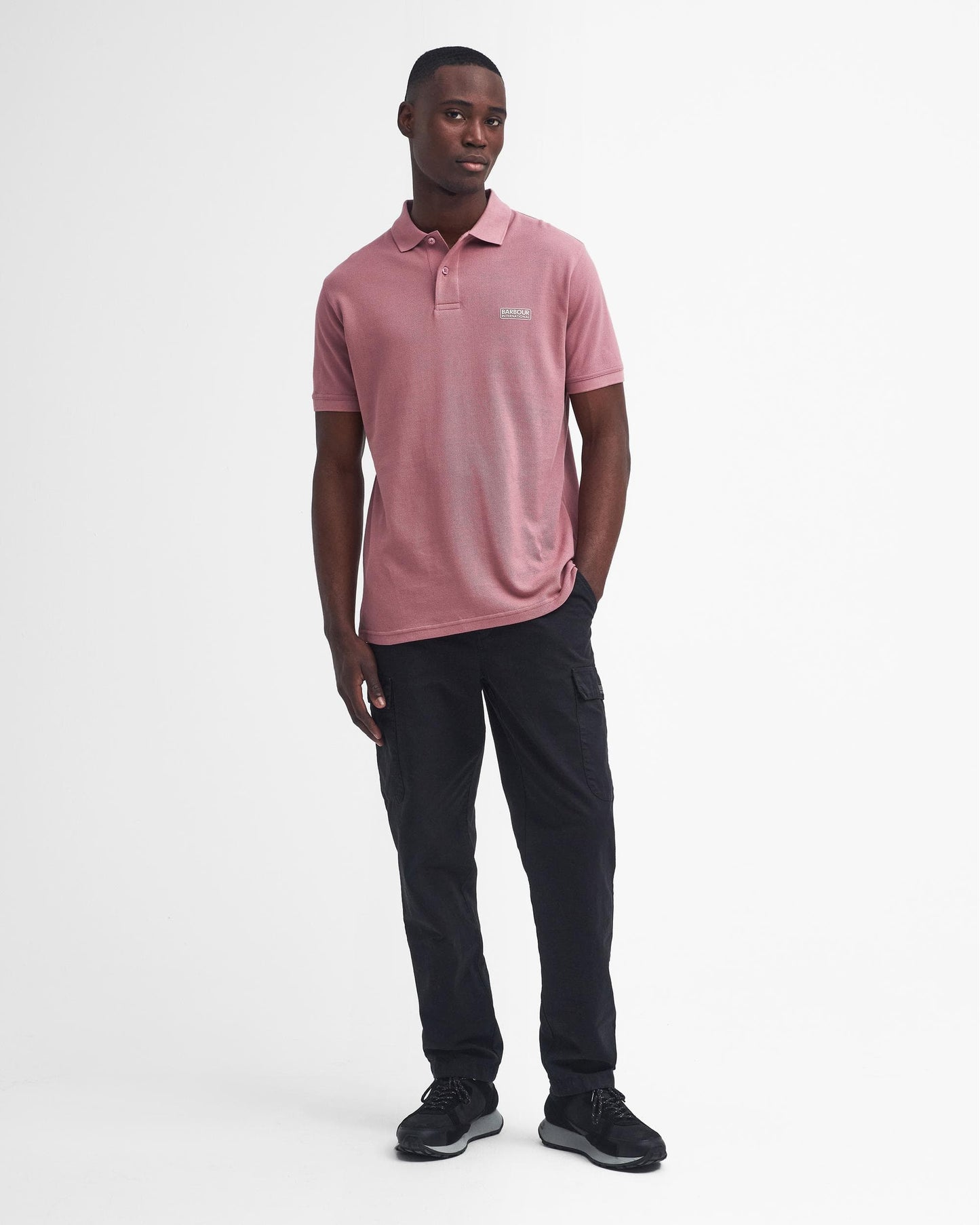 Barbour International Essential Short Sleeve Mens Polo - Granite Pink