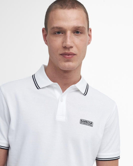 Barbour International Evan Mens Tipped Polo Shirt - White