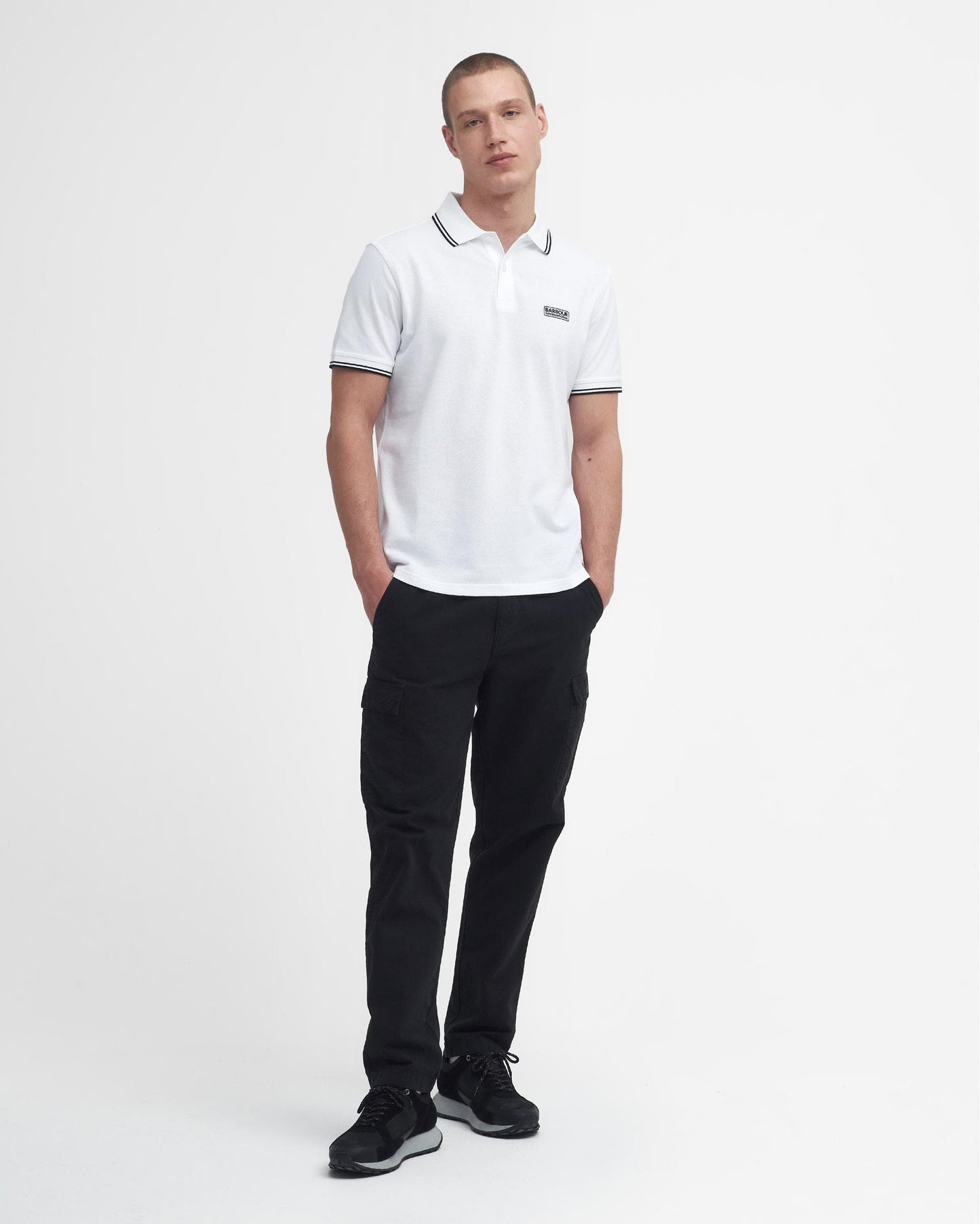 Barbour International Evan Mens Tipped Polo Shirt - White