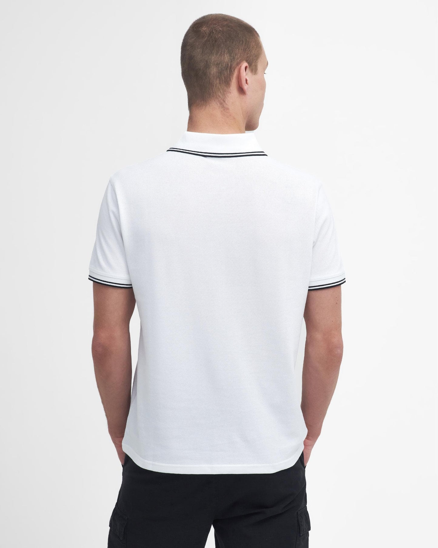 Barbour International Evan Mens Tipped Polo Shirt - White