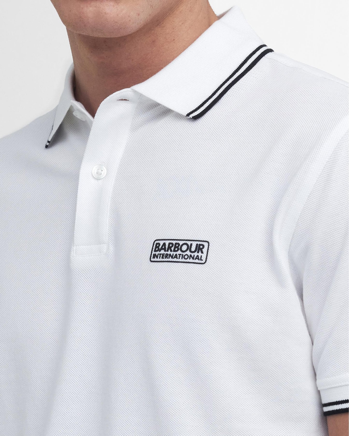 Barbour International Evan Mens Tipped Polo Shirt - White