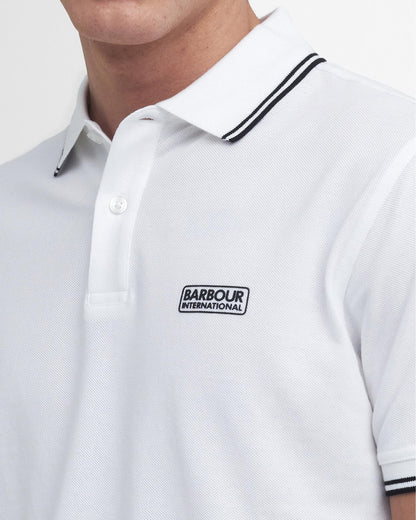 Barbour International Evan Mens Tipped Polo Shirt - White