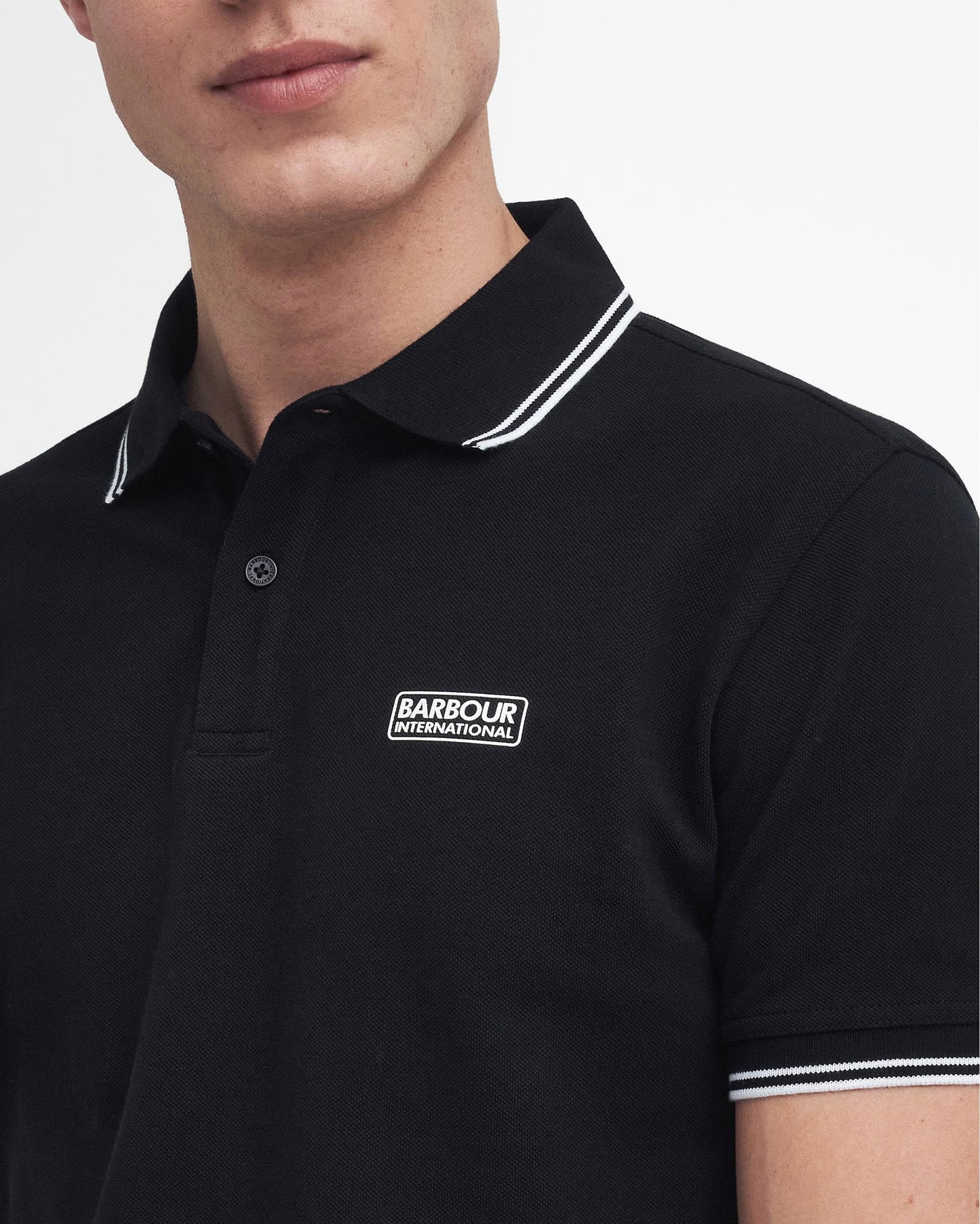 Barbour International Evan Mens Tipped Polo Shirt - Black