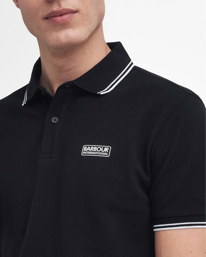 Barbour International Evan Mens Tipped Polo Shirt - Black