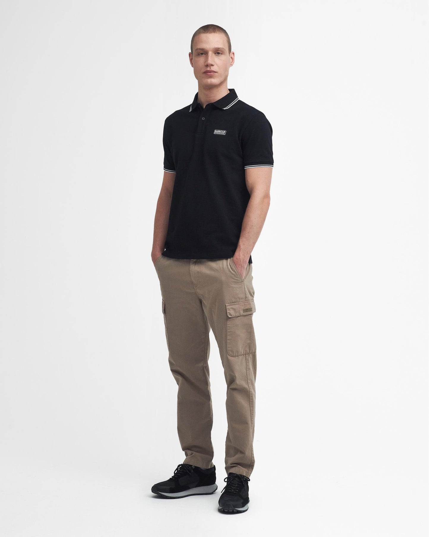 Barbour International Evan Mens Tipped Polo Shirt - Black