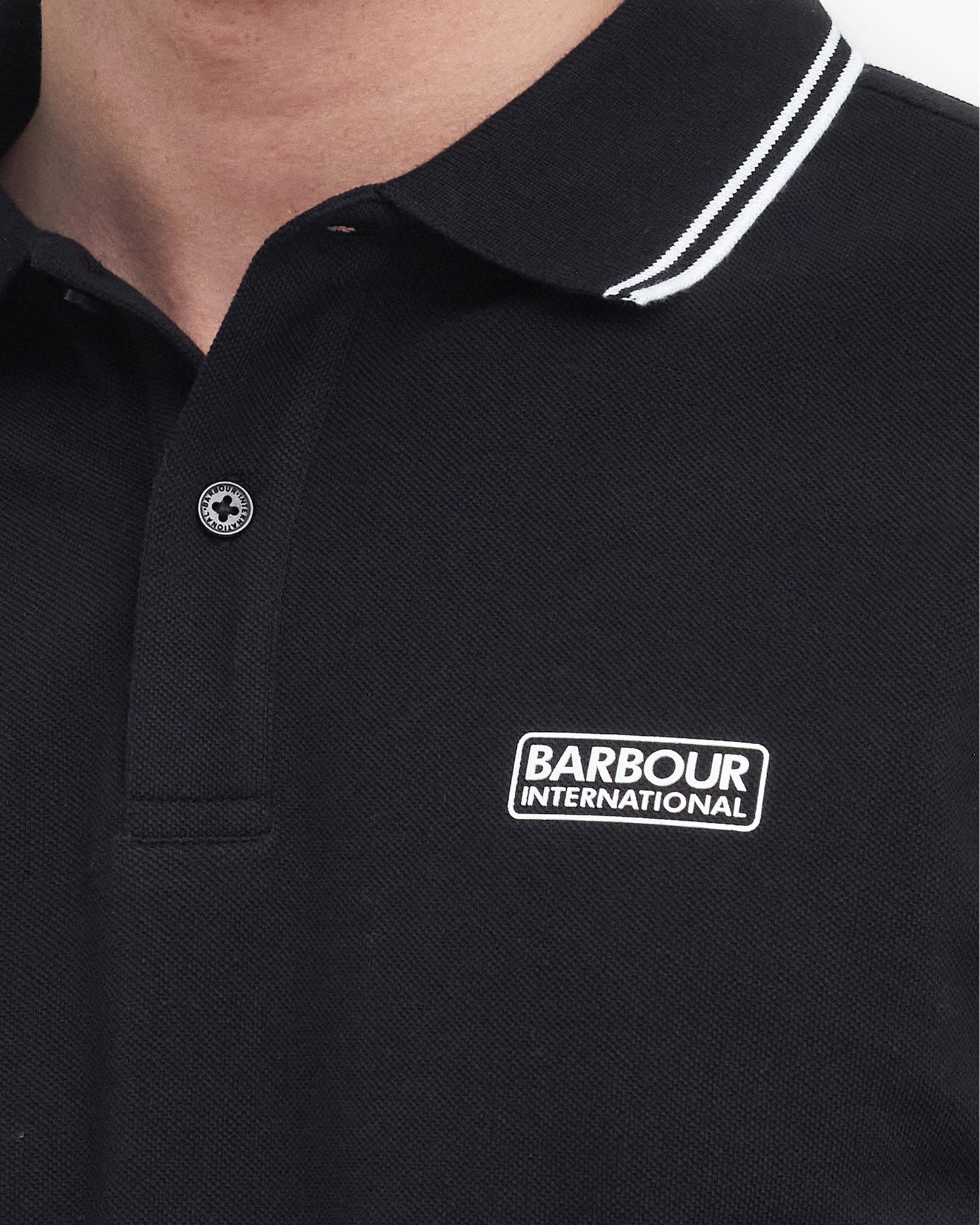 Barbour International Evan Mens Tipped Polo Shirt - Black