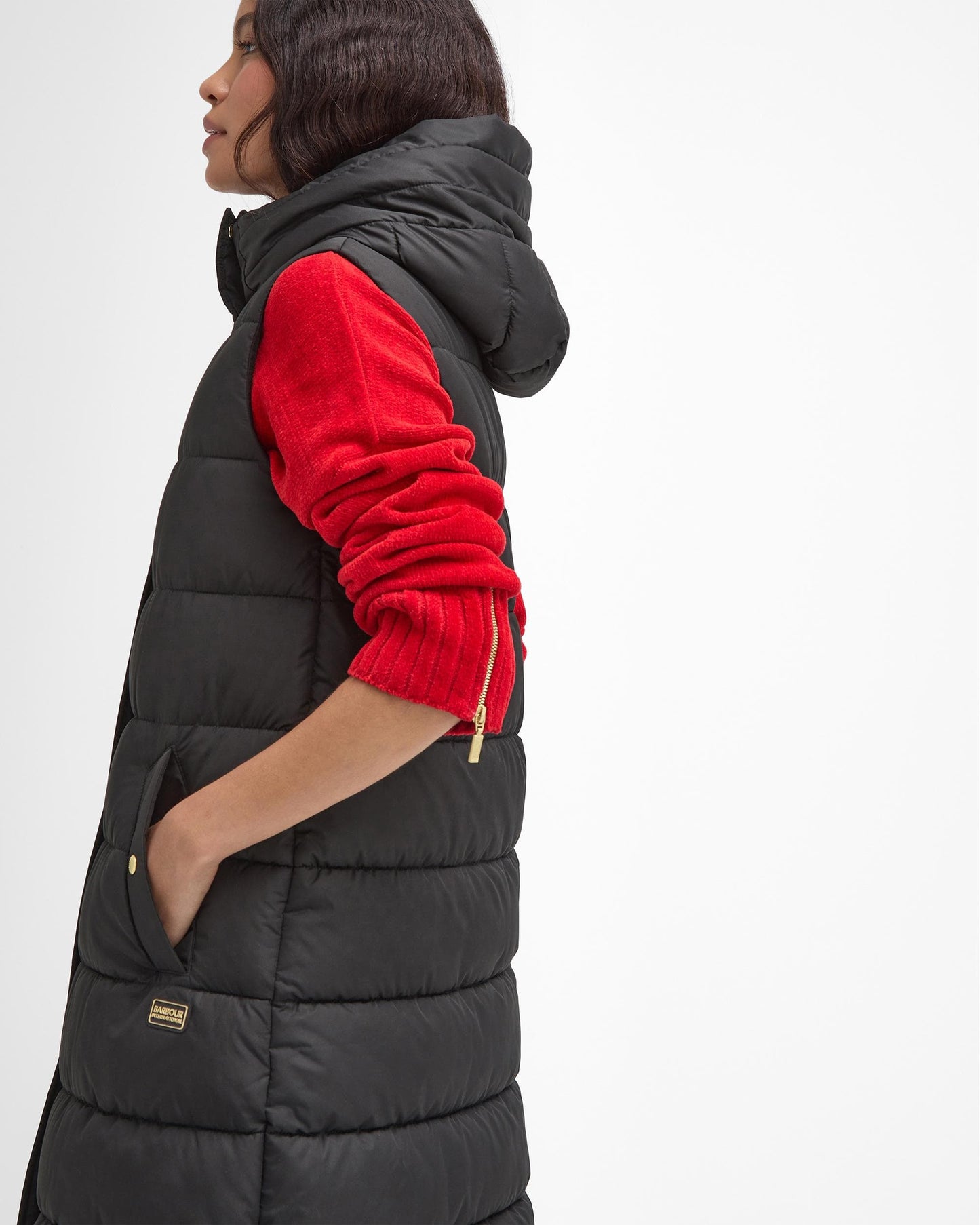 Barbour International Greyson Womens Long Puffer Gilet - Black