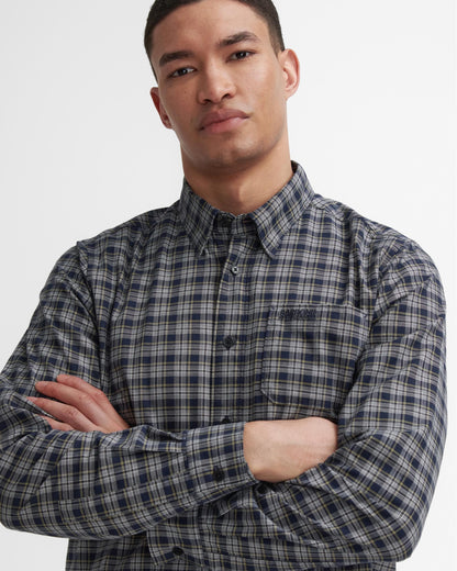 Barbour International Hawks Mens Check Long Sleeve Oxford Shirt - Bleached Olive