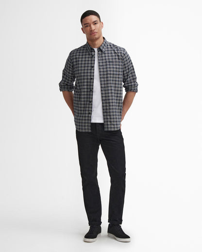 Barbour International Hawks Mens Check Long Sleeve Oxford Shirt - Bleached Olive