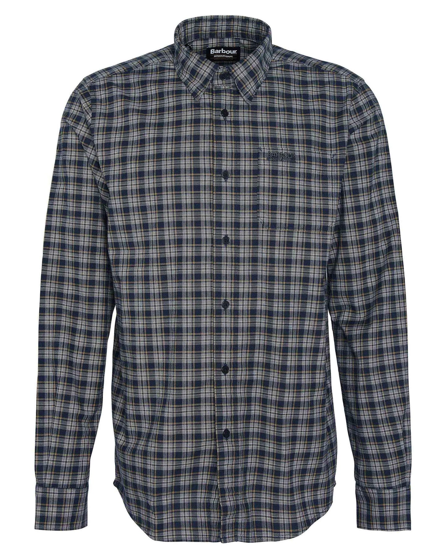 Barbour International Hawks Mens Check Long Sleeve Oxford Shirt - Bleached Olive