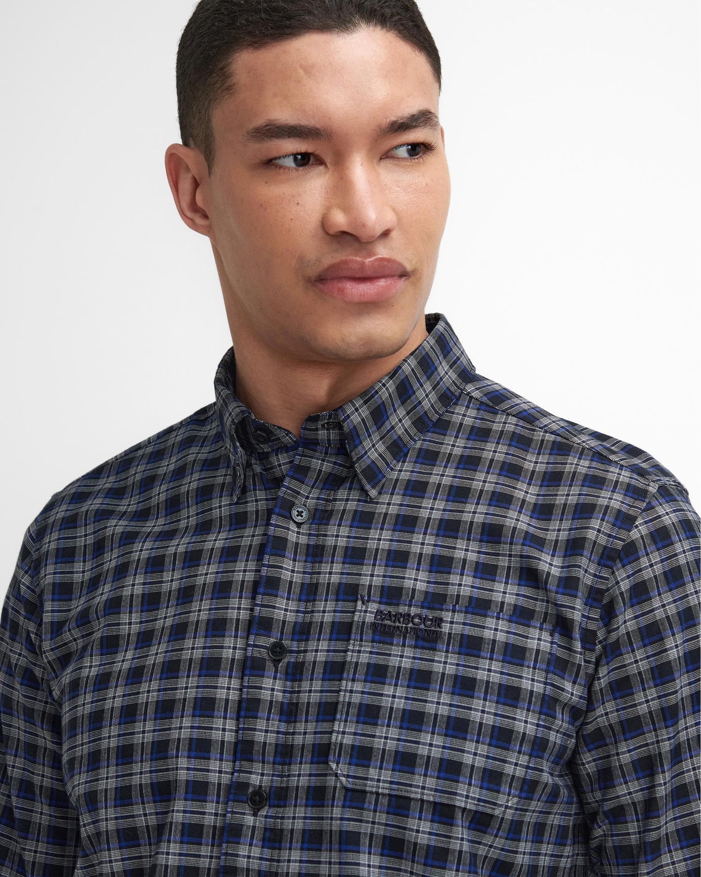 Barbour International Hawks Mens Check Long Sleeve Oxford Shirt - Sodalite Blue