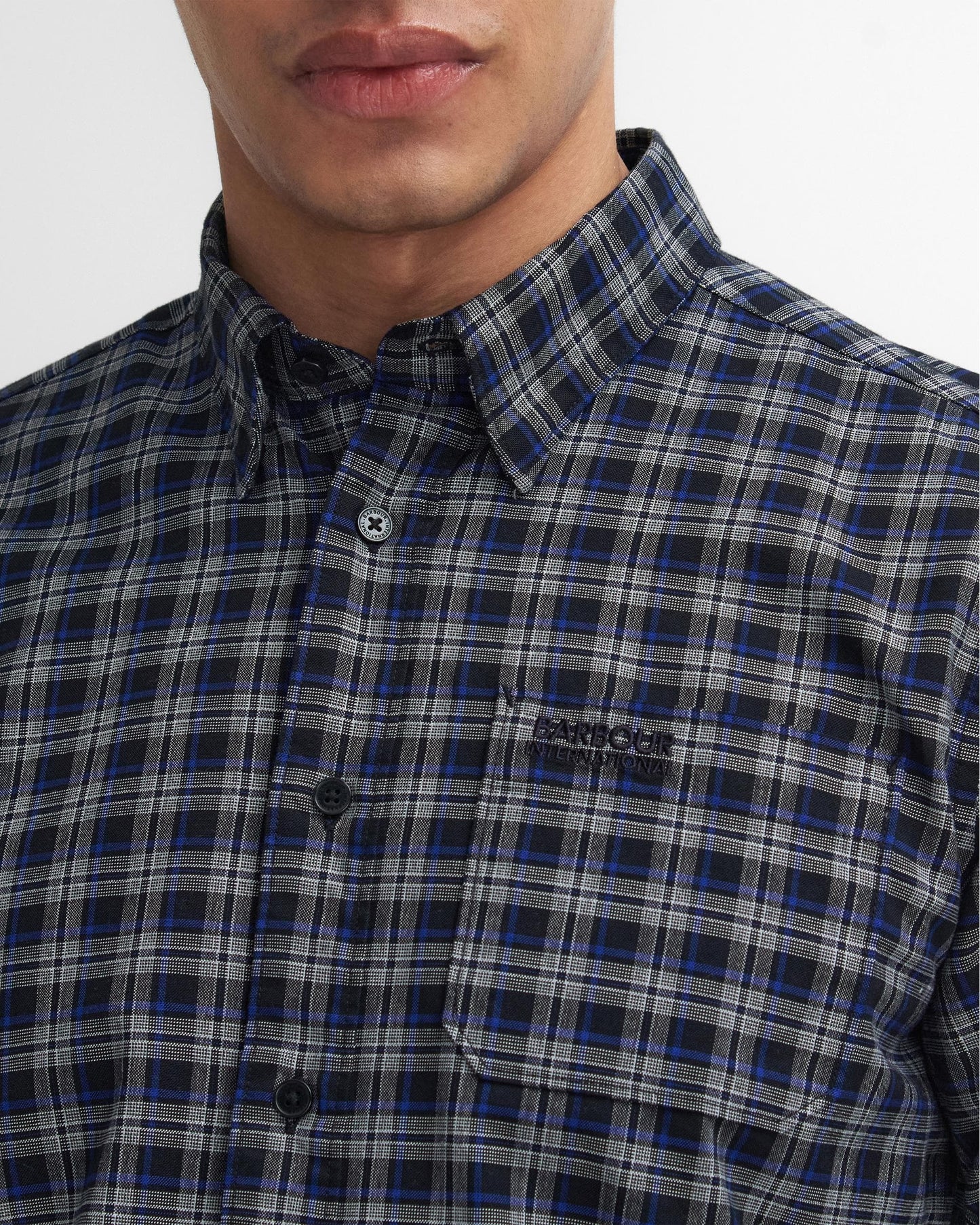 Barbour International Hawks Mens Check Long Sleeve Oxford Shirt - Sodalite Blue