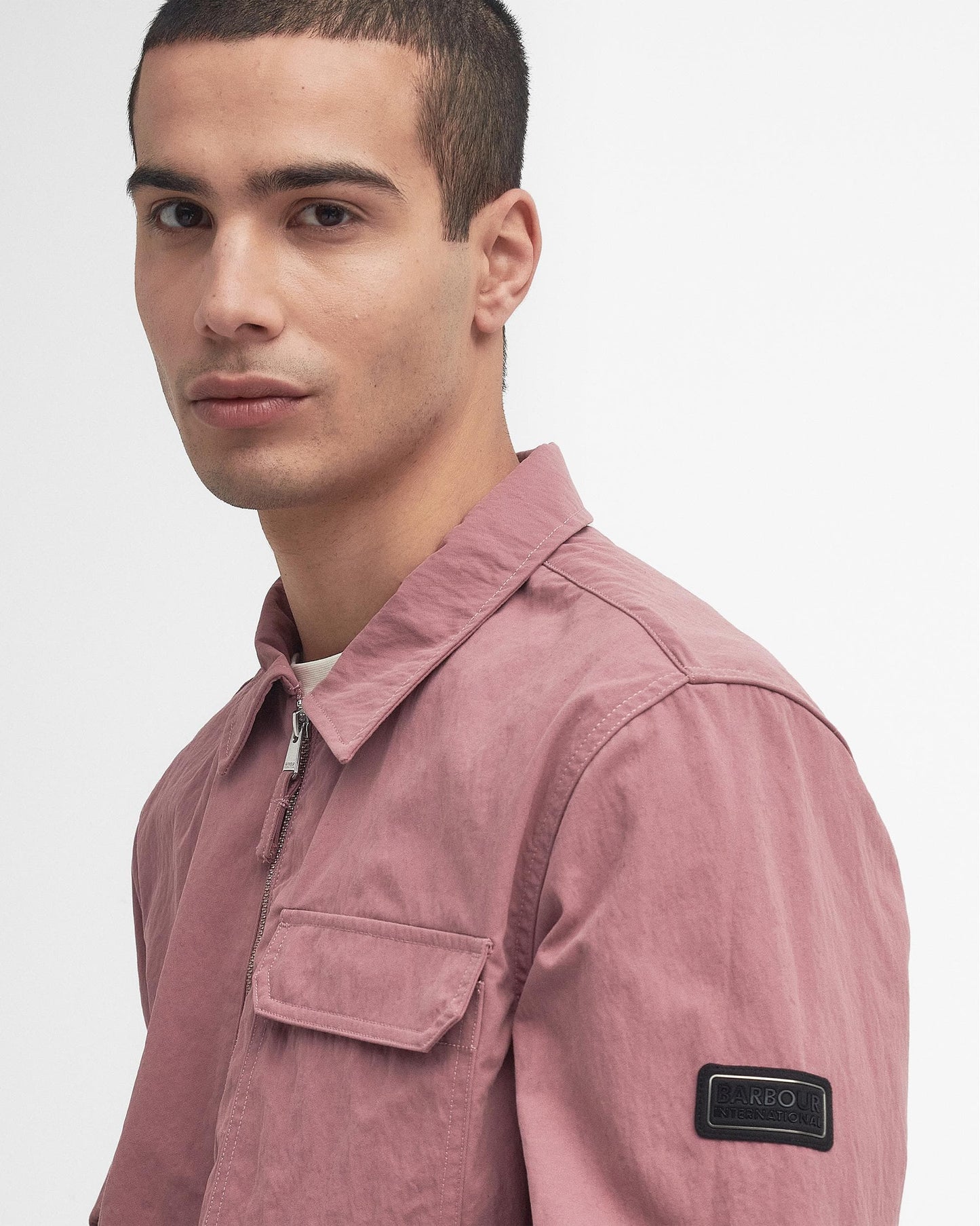 Barbour International Maze Peached Mens Overshirt - Granite Pink