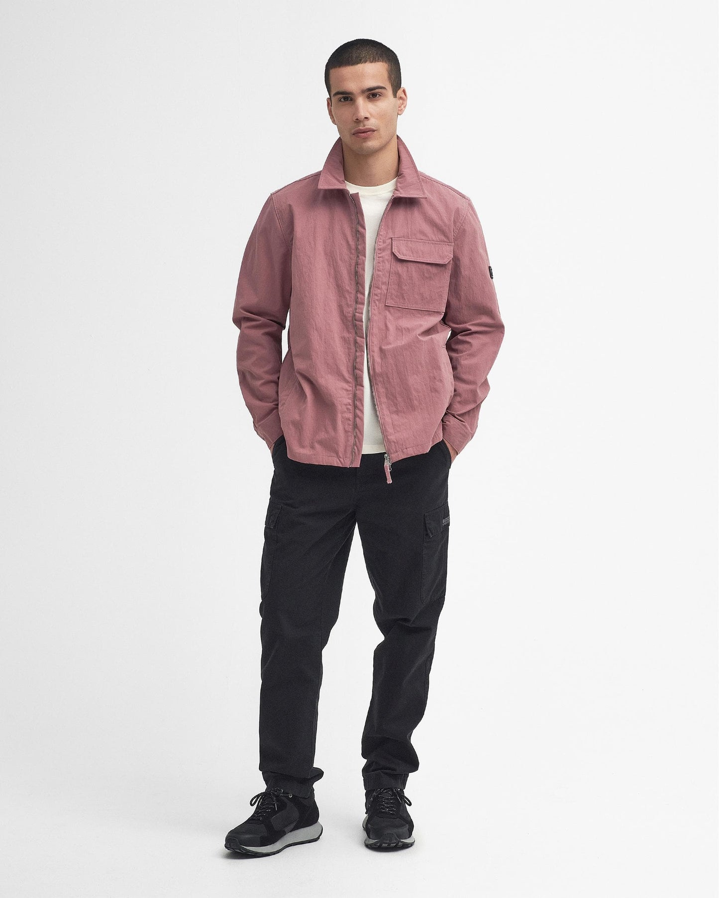 Barbour International Maze Peached Mens Overshirt - Granite Pink
