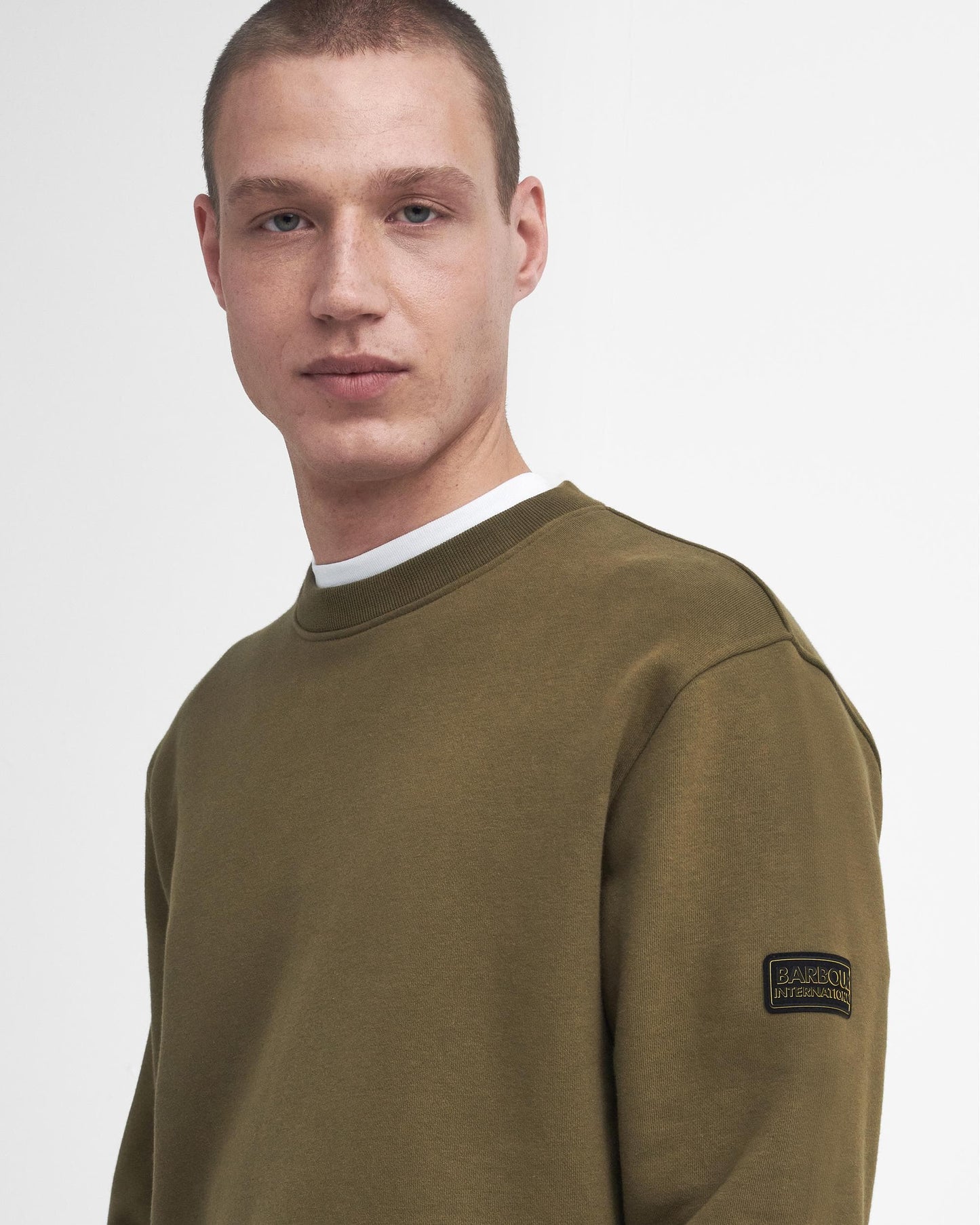 Barbour International Outline Badge Mens Sweatshirt - Military Olive