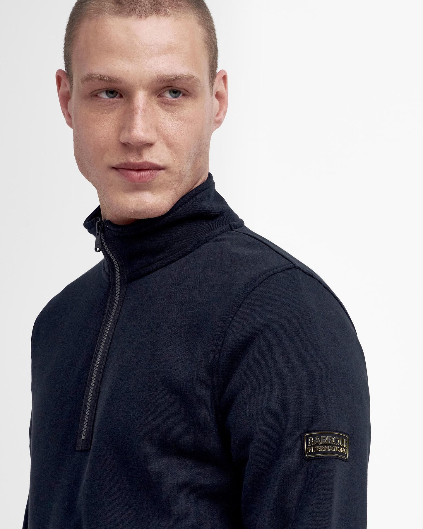 Barbour International Outline Mens Funnel Neck Sweatshirt - Black