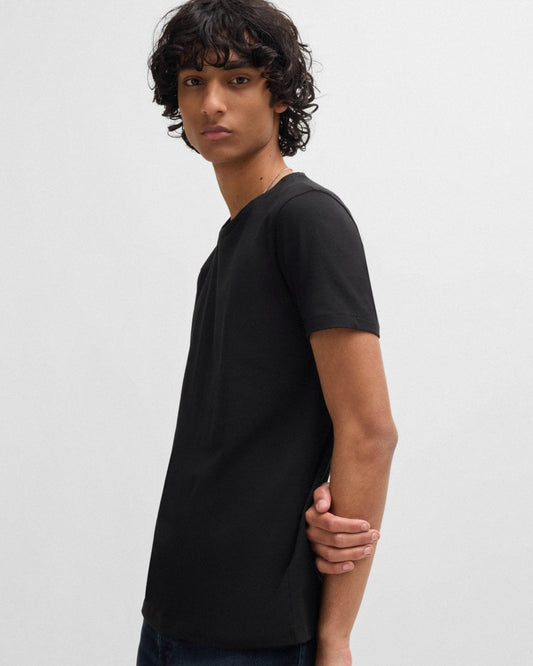HUGO Round Mens Two-Pack of Slim-Fit T-Shirts in Stretch Cotton NOS - White/Black 960