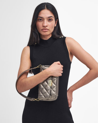 Barbour International Quilted Womens Mini Soho Crossbody Bag - Gun Metal