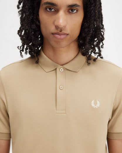 Fred Perry Mens Plain Signature Polo Shirt - Warm Stone/Oatmeal V19