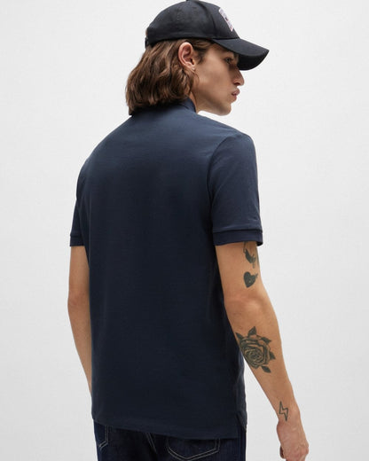 HUGO Dereso222 Mens Cotton Piqué Slim-Fit Polo Shirt with Logo Label NOS - Dark Blue 405