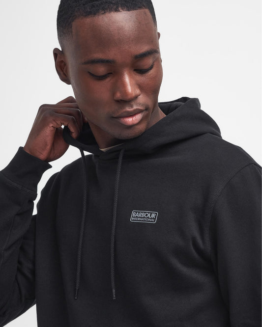 Barbour International Small Logo Mens Hoodie - Black/Pewter