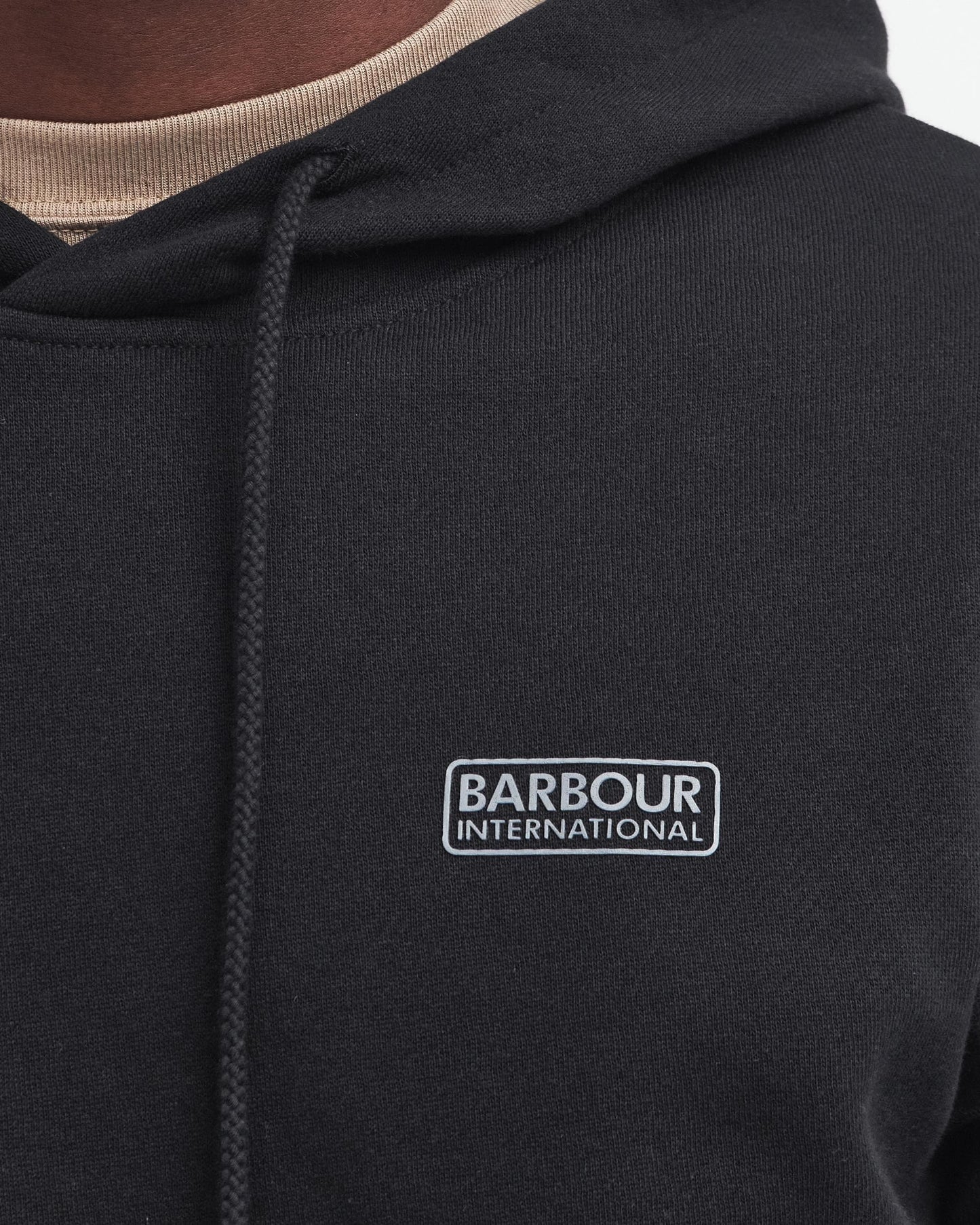 Barbour International Small Logo Mens Hoodie - Black/Pewter