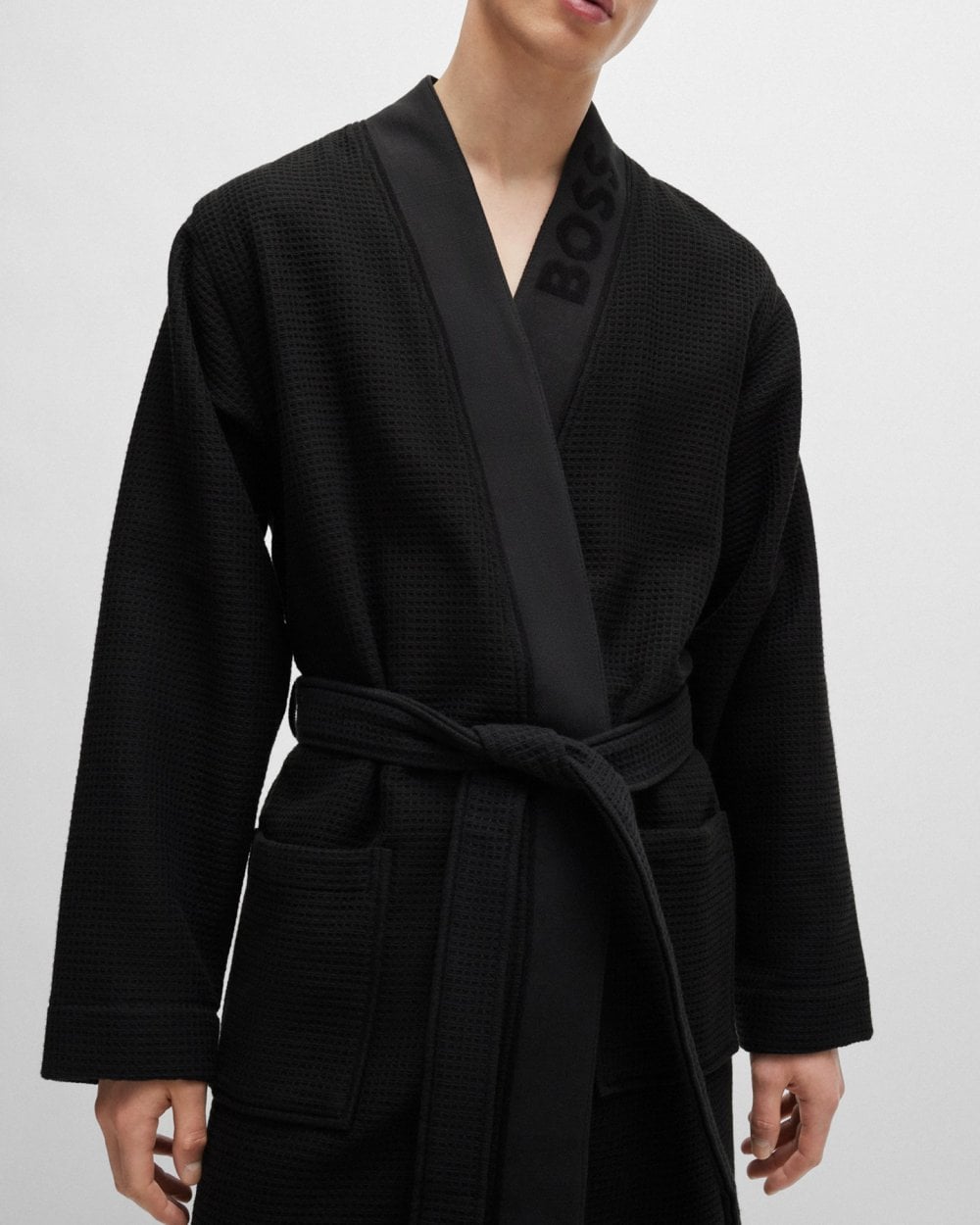 BOSS Orange BOSS Orange Mens Waffle-Structure Dressing Gown with Embroidered Logo