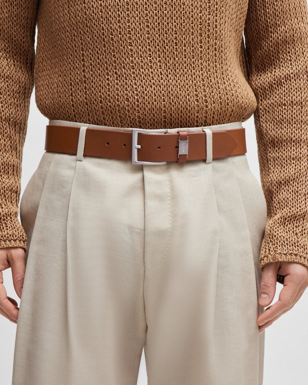 BOSS Orange Connio Mens Leather Belt NOS - Medium Brown 210