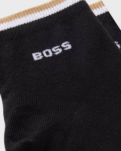 BOSS Orange Mens Two-Pack of Short Length Socks with Signature Stripe NOS - Black 001