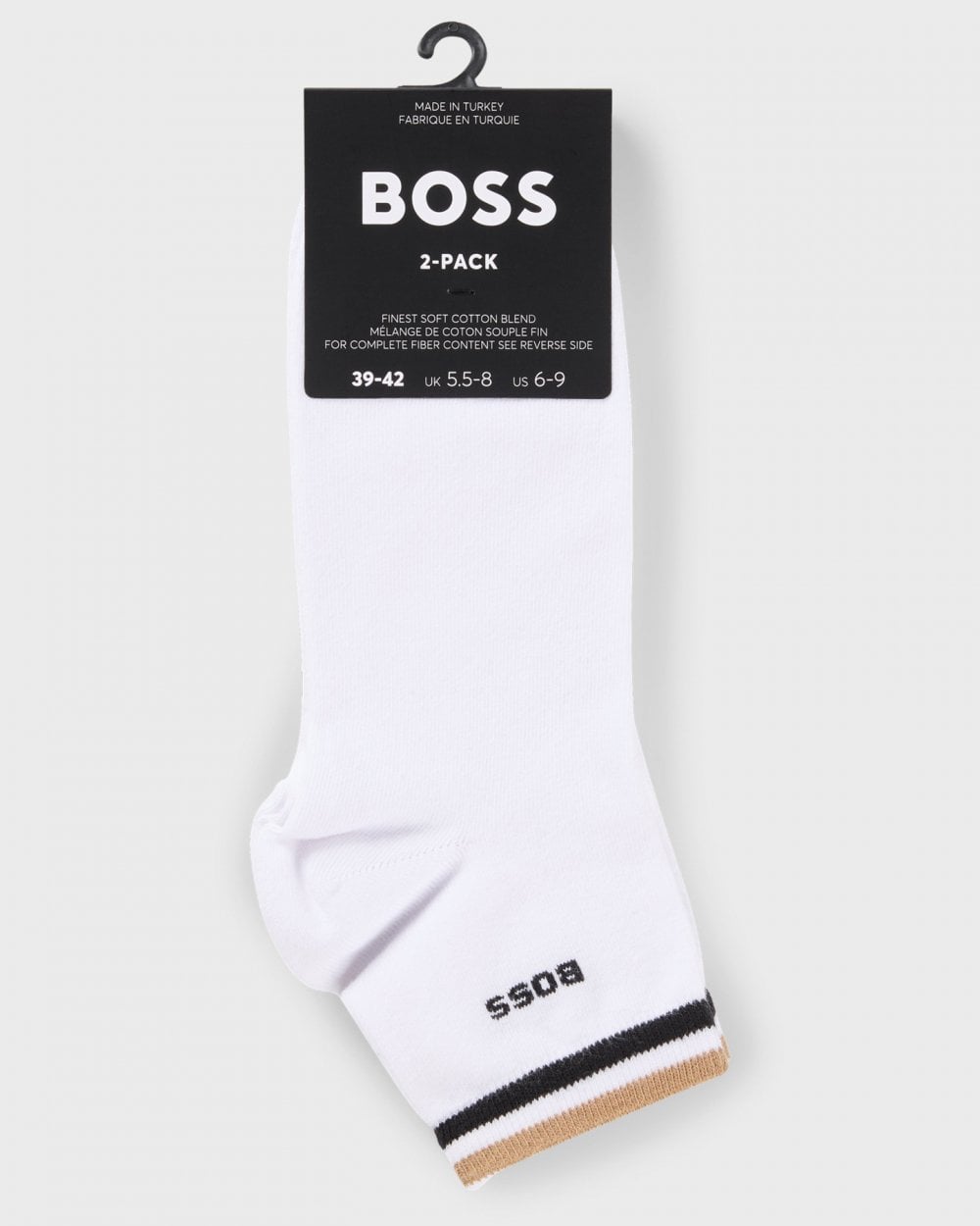 BOSS Orange Mens Two-Pack of Short Length Socks with Signature Stripe NOS - White 100