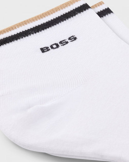BOSS Orange Mens Two-Pack of Short Length Socks with Signature Stripe NOS - White 100