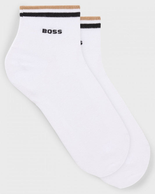 BOSS Orange Mens Two-Pack of Short Length Socks with Signature Stripe NOS - White 100