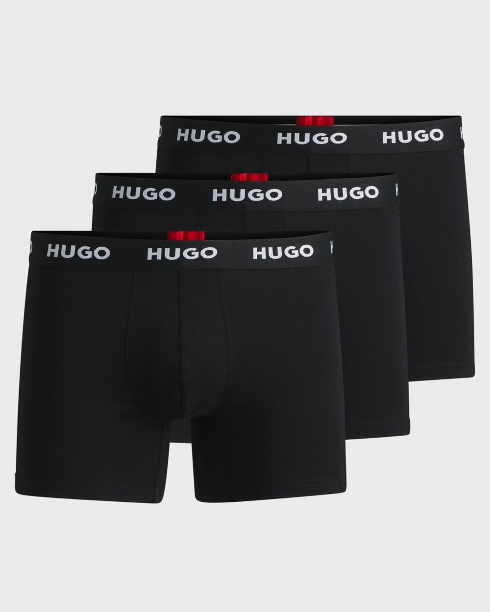 HUGO HUGO Mens Three-Pack of Stretch-Cotton Boxer Briefs with Logo Waistbands NOS