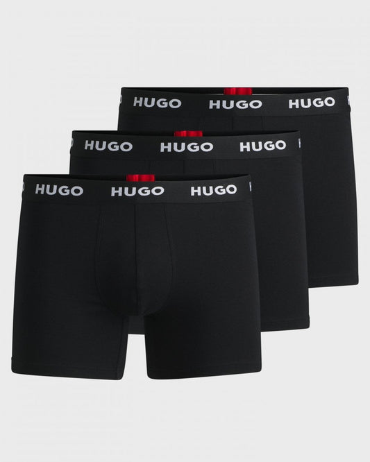 HUGO HUGO Mens Three-Pack of Stretch-Cotton Boxer Briefs with Logo Waistbands NOS