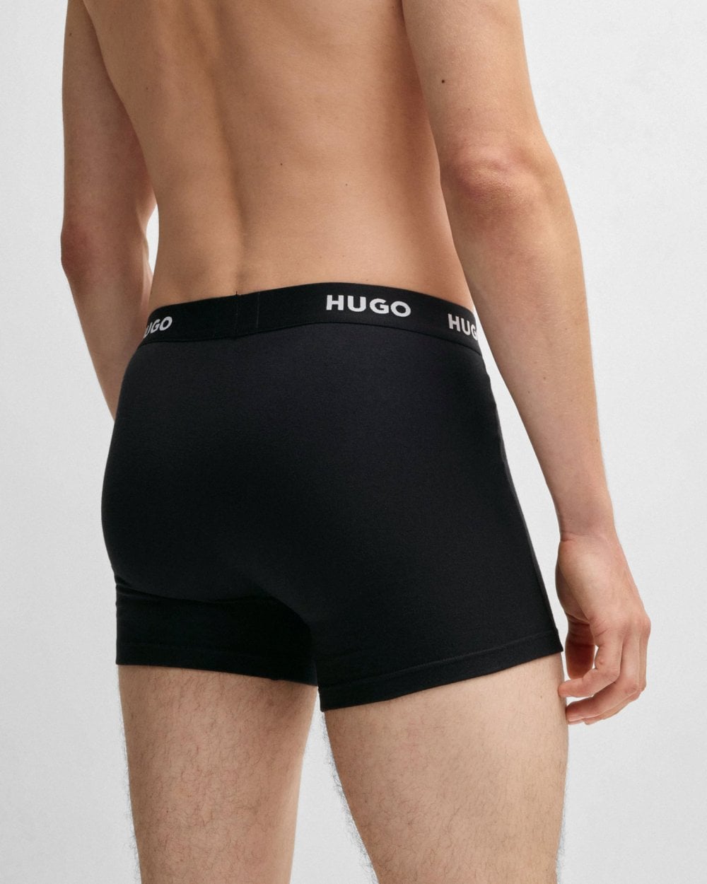 HUGO HUGO Mens Three-Pack of Stretch-Cotton Boxer Briefs with Logo Waistbands NOS