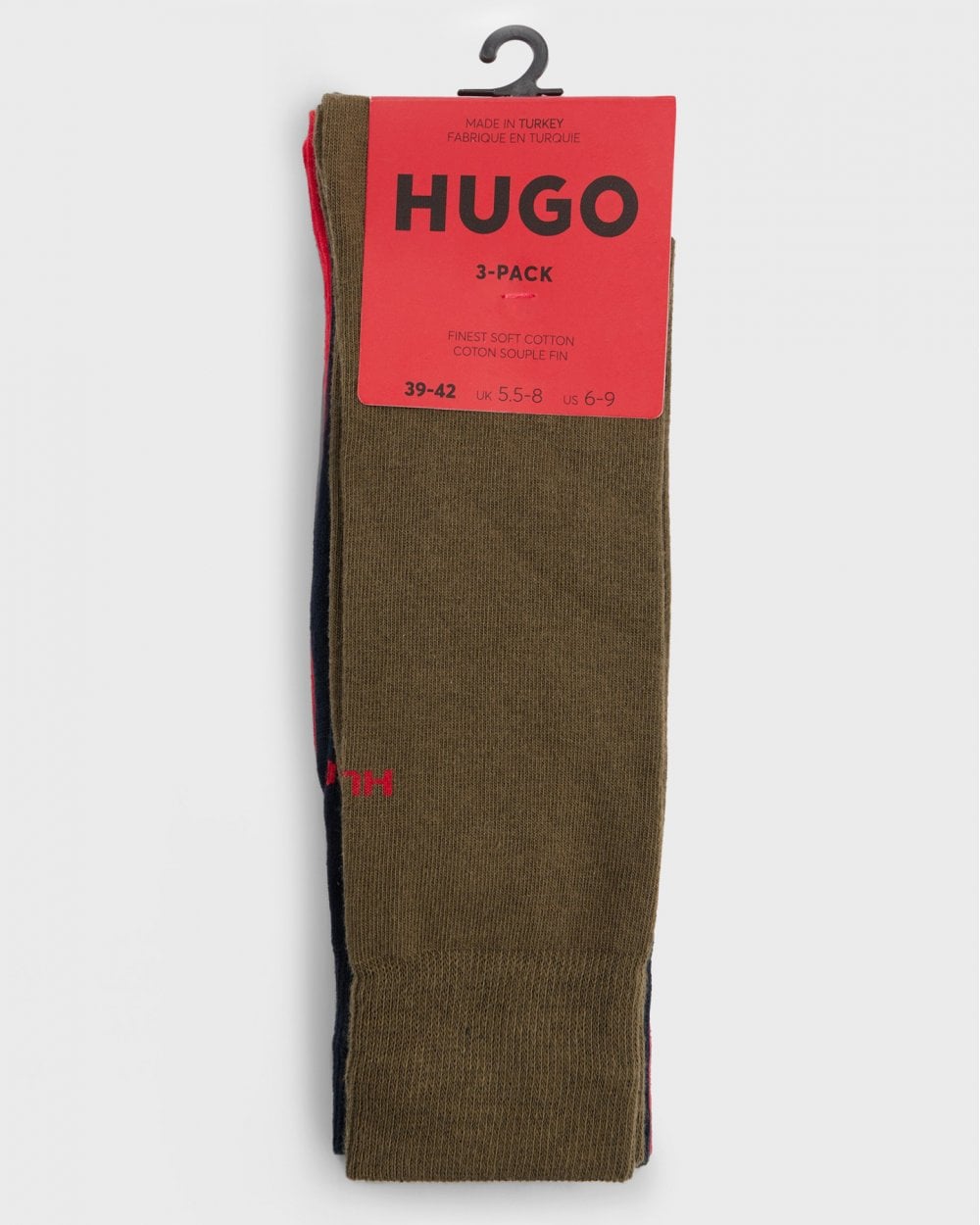 HUGO HUGO Mens 3-Pack of Regular Length Socks with Logo Details