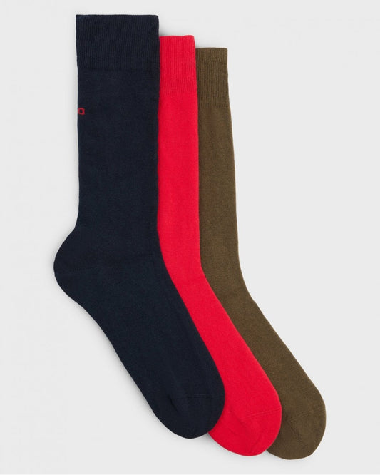 HUGO HUGO Mens 3-Pack of Regular Length Socks with Logo Details