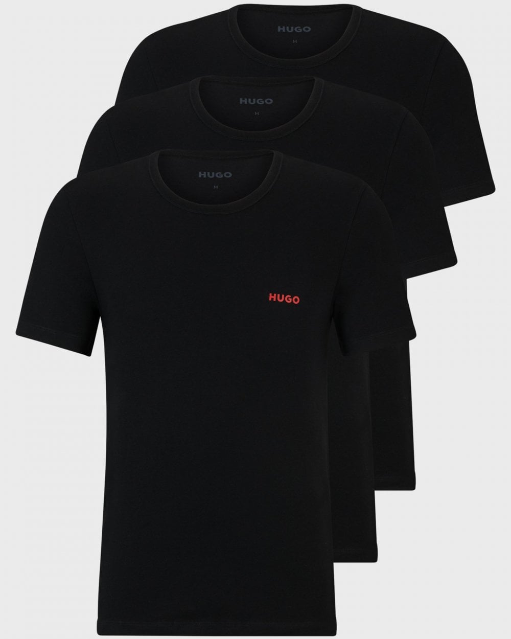 HUGO Mens  Three-Pack of Underwear T-Shirts in Cotton with Logos NOS - Black 001