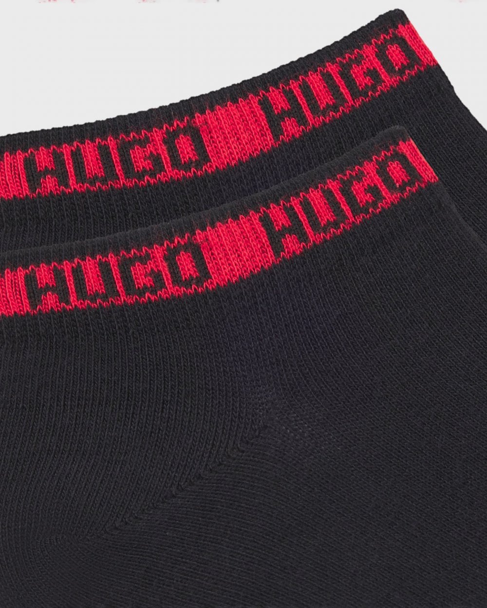 HUGO 2 Pack Mens Ankle-Length Socks with Branded Cuffs - Black 001