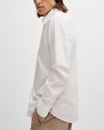BOSS Orange Relegant 6 Mens Regular-Fit Shirt in Cotton Poplin with Kent Collar - White 100