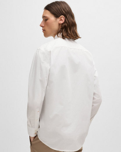 BOSS Orange Relegant 6 Mens Regular-Fit Shirt in Cotton Poplin with Kent Collar - White 100