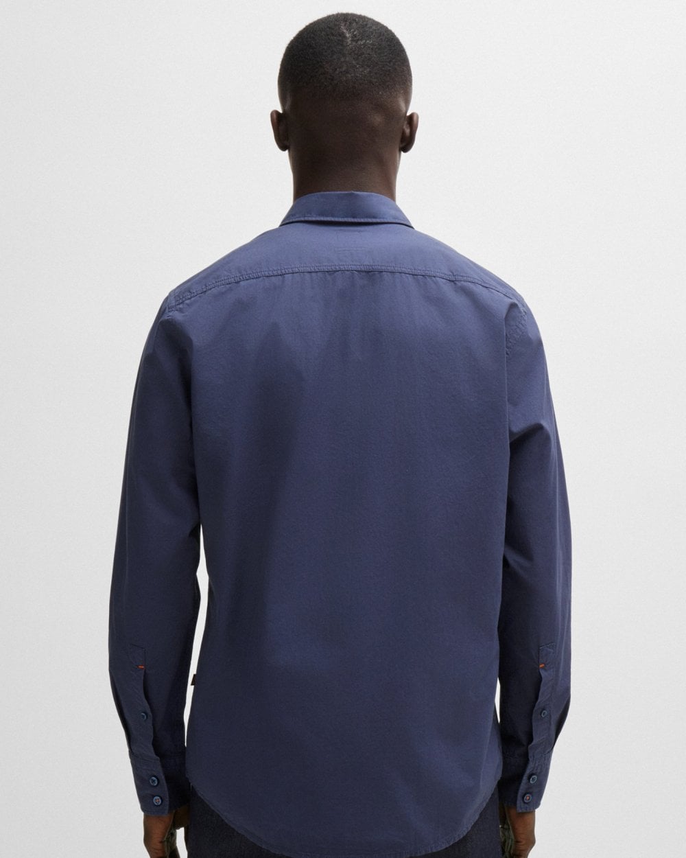 BOSS Orange Relegant 6 Mens Regular-Fit Shirt in Cotton Poplin with Kent Collar - Navy 418