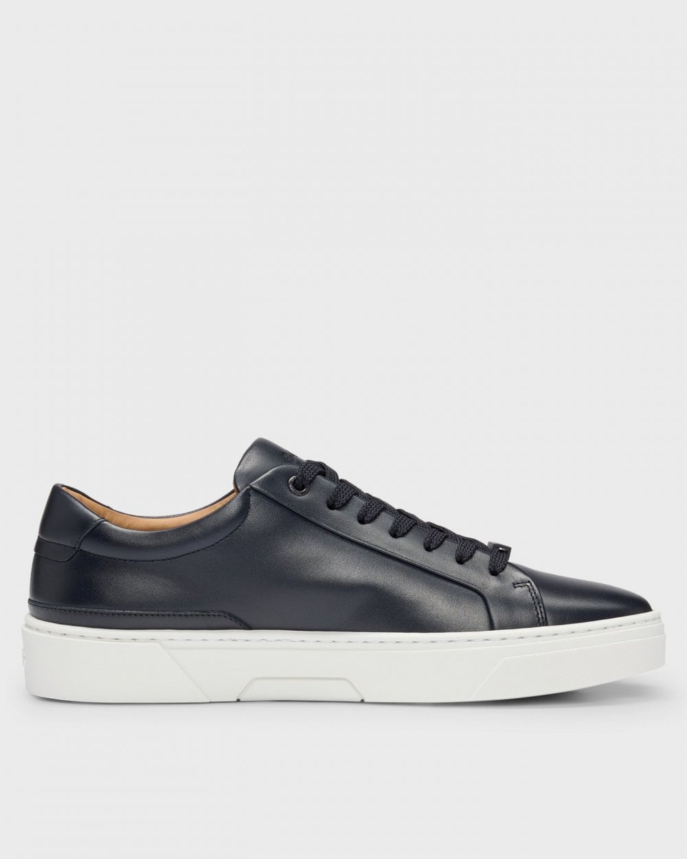BOSS Orange Gary Tenn Mens Leather Low-Top Trainers with Branded Lace Loop NOS - Dark Blue 401
