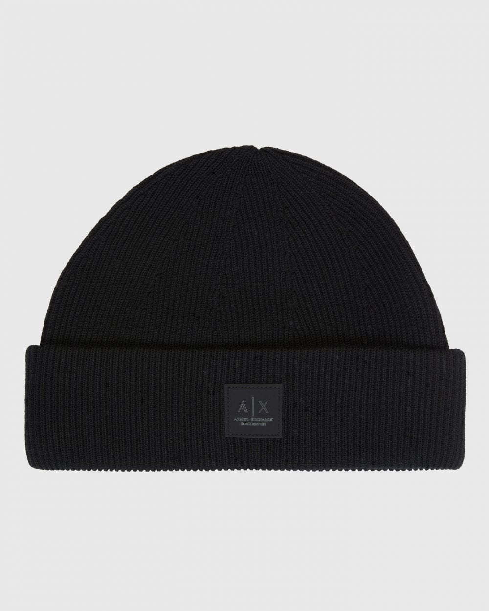 Armani Exchnage Mens Black Edition Logo Patch Beanie